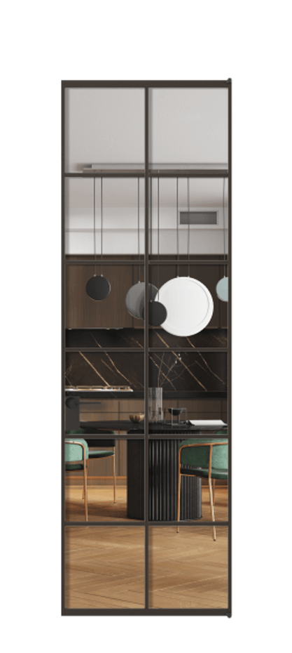 Алюминиевая дверь АЛПЛ040.05 Алюминий антрацит Прозрачное стекло "Crystal Vision", калёное Цена 148790  | Volhovec