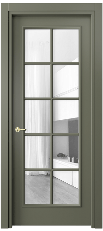 Межкомнатная дверь Paris 8102 Матовый оливковый тёмный Прозрачное стекло, 4 мм Цена 57919 ₽| Volhovec