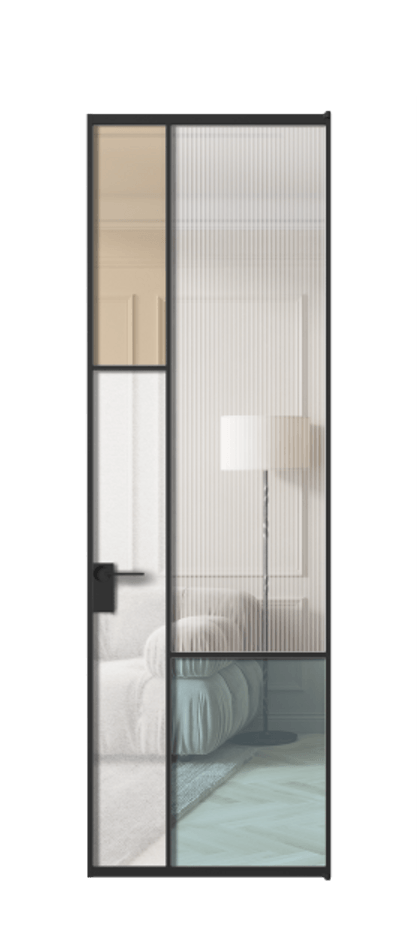Межкомнатная дверь Mosaic АЛПЛ041.13 Алюминий Черный Комбинация стекол Группы 1 и Группы 3 Цена 150790 ₽ | Volhovec