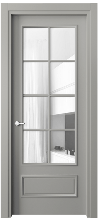 Межкомнатная дверь Paris 8112 Матовый нейтральный серый Прозрачное стекло, 4 мм Цена 72399 ₽| Volhovec