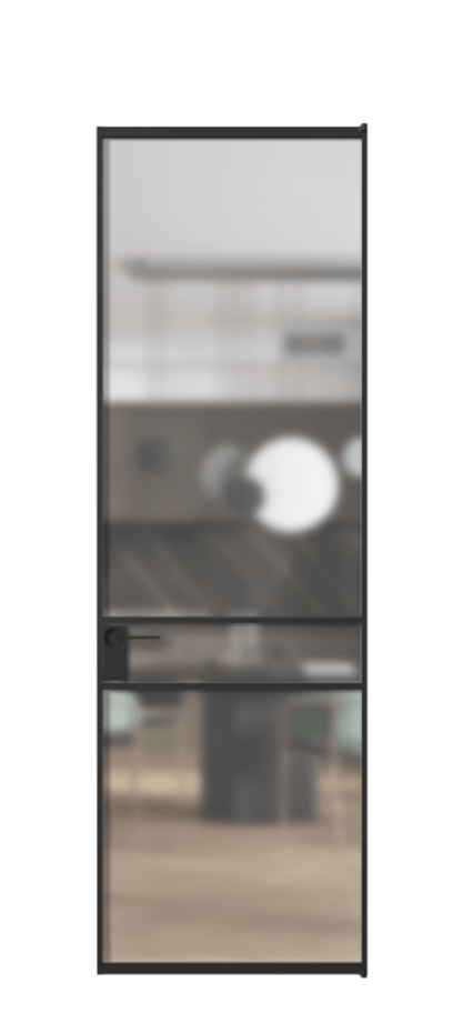 Алюминиевая дверь АЛПЛ040.02 Алюминий Черный Сатинированное стекло "Matelux Crystal Vision", калёное, 6 мм, матовое, каленое 6 мм Цена 138890  | Volhovec