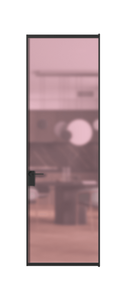Алюминиевая дверь АЛПЛ040.01 Алюминий Черный Сатинированное розовое стекло, триплекс, 6мм Цена 6540  | Volhovec