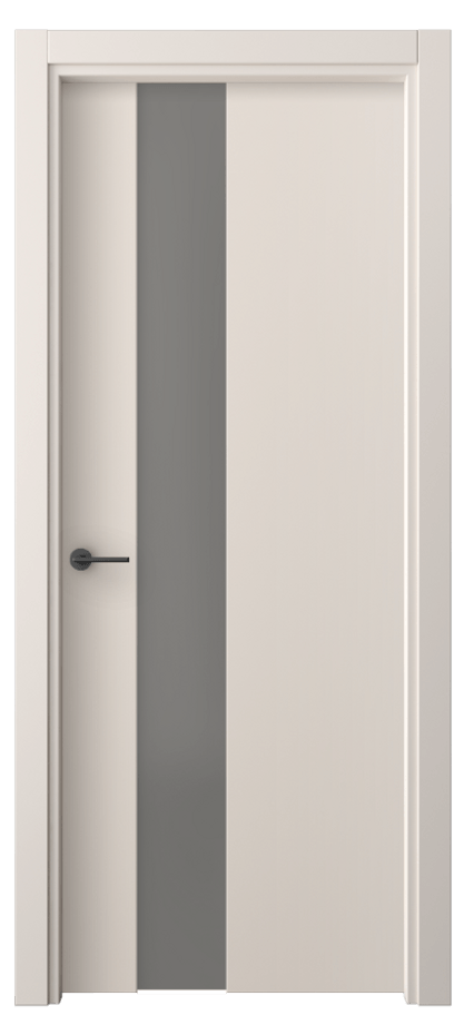Межкомнатная дверь Freedom 4224 ПЭТ пудровый бежевый Сатинированное серое стекло, триплекс Цена 38499 ₽ | Volhovec