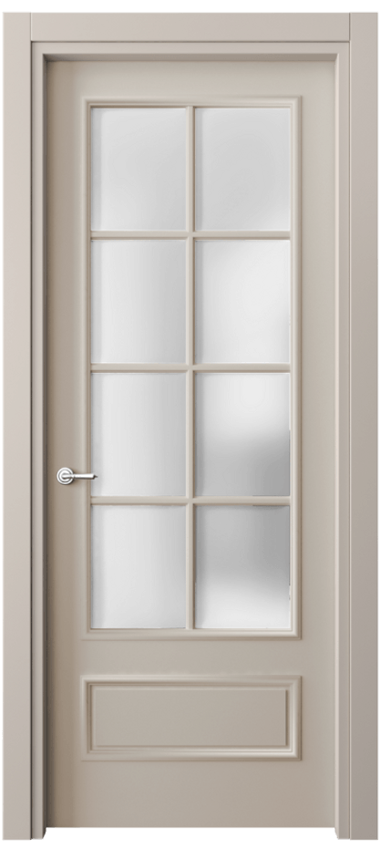 Межкомнатная дверь Paris 8112 Матовый светло-бежевый Сатинированное стекло Цена 72399 ₽| Volhovec
