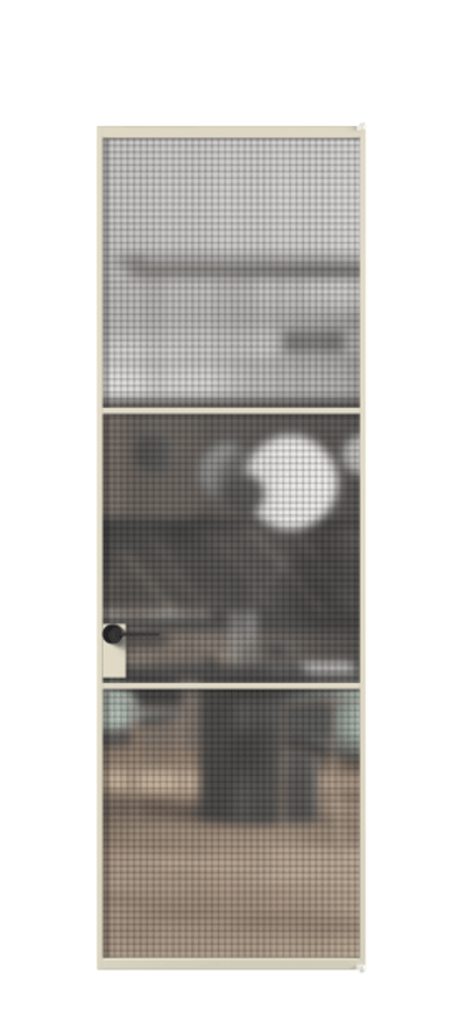 Алюминиевая дверь АЛПЛ040.03 Алюминий бежево-серый Декоративное стекло с сеткой "Mesh silver", триплекс Цена 130370  | Volhovec