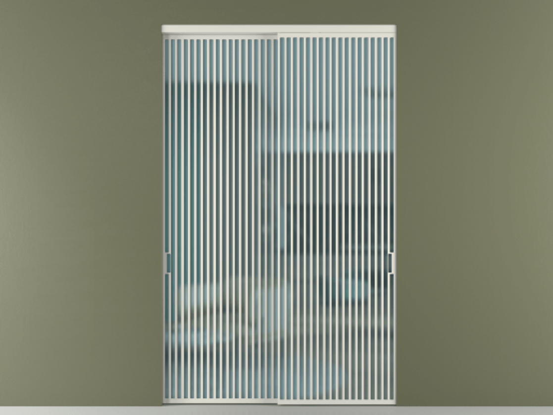 Перегородка Формато внутри проёма 2 створки АЛПР 040.06 Алюминий Белый Сатинированное голубое стекло, триплекс Цена 544400 ₽  | Volhovec