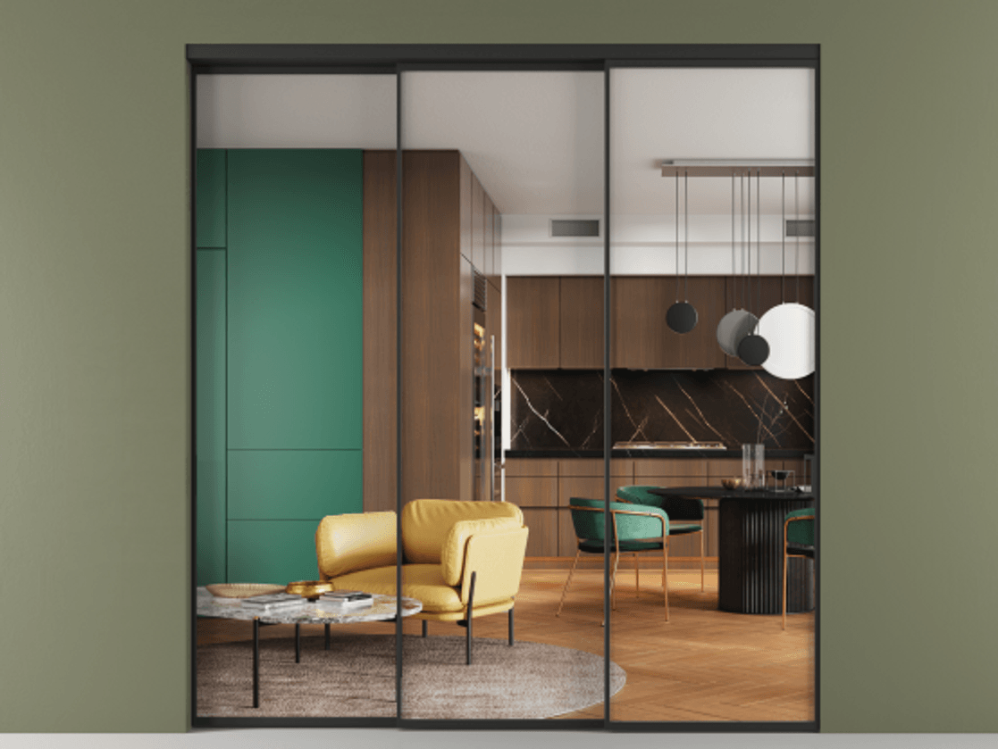 Перегородка Formato внутри проёма телескопик синхро 2 АЛПР 040.01 Алюминий Черный Прозрачное стекло "Crystal Vision", калёное, 6 мм. Скрытый короб ЧЕР Цена 523430 сом 1. Полотно 3 шт. (800/2100 мм)
2. Комплект установки раздвижной системы
3. Базовый комплект фурнитуры
4. Комплект фурнитуры телескопик синхро-2
5.Ручка RONDO
. Фабрика дверей Волховец 8 (800) 551 43 19 Перегородка Formato внутри проёма телескопик синхро 2 АЛПР 040.01 Алюминий Черный Прозрачное стекло "Crystal Vision", калёное, 6 мм Цена 523430 сом | Volhovec