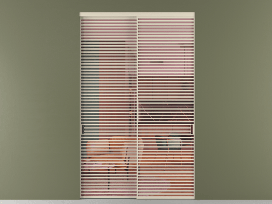 Перегородка Formato внутри проёма 2 створки АЛПР 040.07 Алюминий бежево-серый Прозрачное розовое стекло, триплекс Цена 589060 ₽  | Volhovec