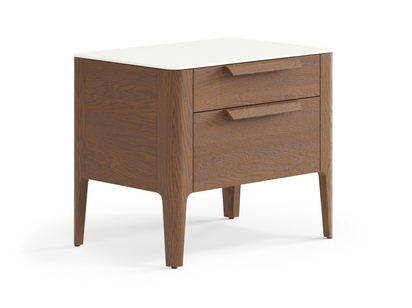 Мебель Тумба прикроватная Piega 2 ящика. Цвет Дуб каштановый матовый. Материал Массив дуба матовый. Коллекция Тумба прикроватная Piega 2 ящика. Картинка.
