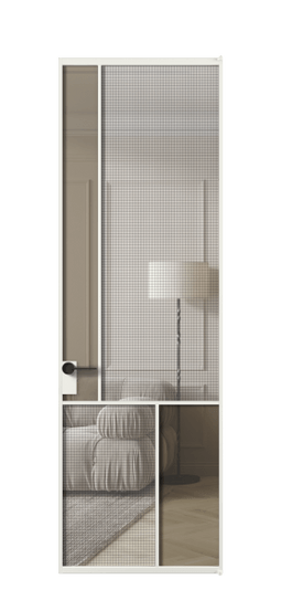 Дверь межкомнатная АЛПЛ041.20 АССР MS+Бронза триплекс. Цвет Алюминий светло-серый. Материал Алюминий в эмали. Коллекция Mosaic. Картинка.