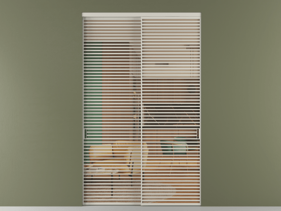 Алюминевая перегородка vn2_07_ Алюминий тёплый серый Прозрачное оранжевое стекло, триплекс, 6мм. Цвет Алюминий тёплый серый. Материал Алюминий в эмали. Коллекция Перегородка Formato внутри проёма 2 створки. Картинка.