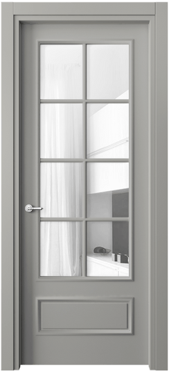 Дверь межкомнатная 8112 МНСР Прозрачное стекло. Цвет Матовый нейтральный серый. Материал Гладкая эмаль. Коллекция Paris. Картинка.