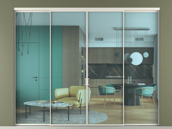 Алюминевая перегородка АЛПР 040.01_БЕЛ_ПРОЗ ГОЛ_new. Цвет Алюминий Белый. Материал Алюминий. Коллекция Перегородка Формато внутри проёма 4 створки. Картинка.