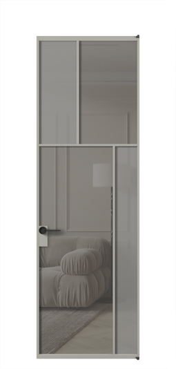 Межкомнатная дверь АЛПЛ041.23 АНСР Серый сатин матовое + Серый прозрачное. Цвет Алюминий нейтральный серый. Материал Алюминий в эмали. Коллекция Mosaic. Фото. Дверь межкомнатная АЛПЛ041.23 АНСР Серый сатин матовое + Серый прозрачное. Цвет Алюминий нейтральный серый. Материал Алюминий в эмали. Коллекция Mosaic. Картинка.