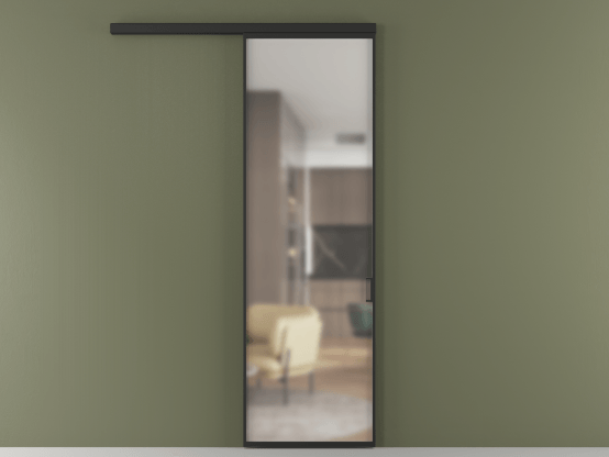 Алюминевая перегородка vd1_01 Matelux Crystalvision ЧЕР. Цвет Алюминий Черный. Материал Алюминий. Коллекция Перегородка Формато вдоль стены 1 створка. Картинка.