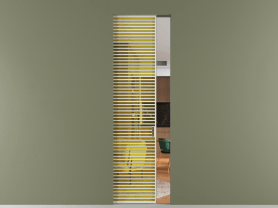 Алюминевая перегородка АЛПР 040.07 БЕЛ ПРОЗ ЖЕЛ. Цвет Алюминий Белый. Материал Алюминий. Коллекция Перегородка Formato скрытый пенал 1 створка. Картинка.