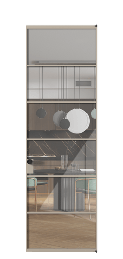 Дверь межкомнатная АЛПЛ040.04 АБСК Алюминий бисквитный Stopsol Clear прозрачное. Цвет Алюминий бисквитный. Материал Алюминий в эмали. Коллекция Formato. Картинка.