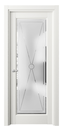 Дверь межкомнатная 6300 БС Сатинированное стекло с гравировкой и фацетом. Цвет Бук серый. Материал Массив бука эмаль. Коллекция Toscana Litera. Картинка.