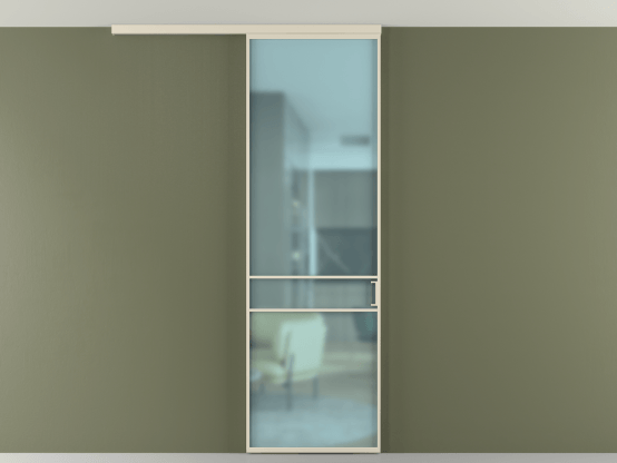 Алюминевая перегородка vd1_02 Алюминий бежево-серый Сатинированное голубое стекло, триплекс, 6мм. Цвет Алюминий бежево-серый. Материал Алюминий в эмали. Коллекция Перегородка Formato вдоль стены на потолок 1 створка. Картинка.