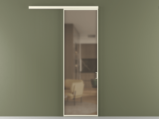 Алюминевая перегородка АЛПР 040.01_АМБ_Бронза сатин триплекс_new. Цвет Алюминий молочно-белый. Материал Алюминий в эмали. Коллекция Перегородка Formato вдоль стены 1 створка. Картинка.