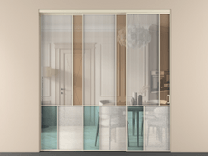 Перегородка Mosaic внутри проёма 3 створки с синхронным механизмом