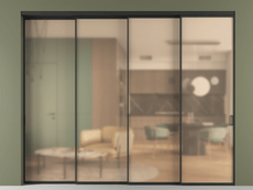 Перегородка Формато внутри проёма 4 створки с синхронным механизмом