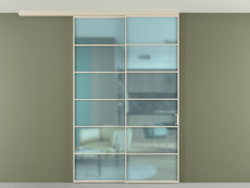 Перегородка Формато вдоль стены на потолок 2 створки с синхронным механизмом