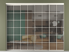 Перегородка Формато внутри проёма 4 створки с синхронным механизмом