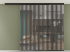 Перегородка Формато вдоль стены на потолок 3 створки с синхронным механизмом